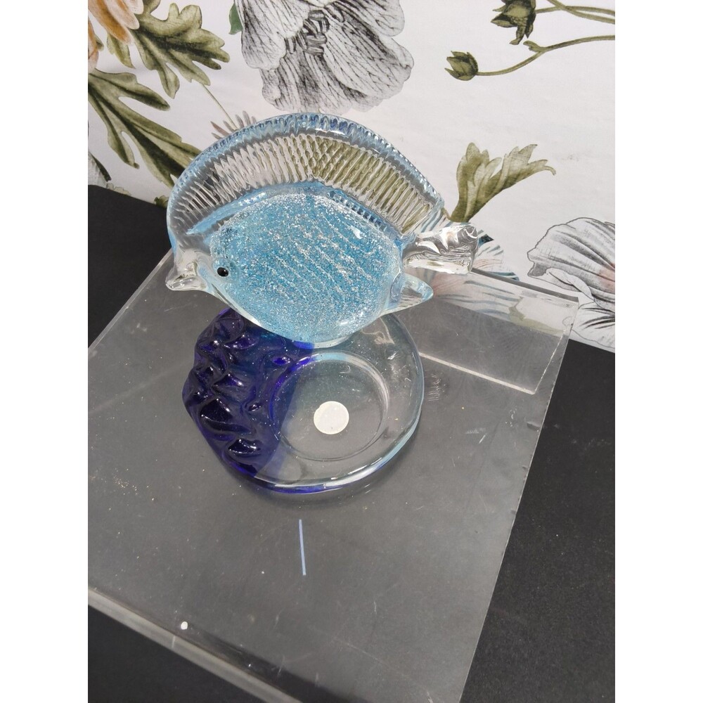 PartyLite Art Glass "Capri" Angel Fish Tealight Candle Holder New